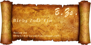 Birly Zsófia névjegykártya